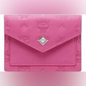 MCM Hot Pink Envelope Clutch with Silver-Tone Logo Accent